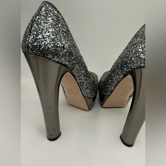 Miu Miu Womens Glittery Silver Pumps Made In Italy - Picture 2 of 4